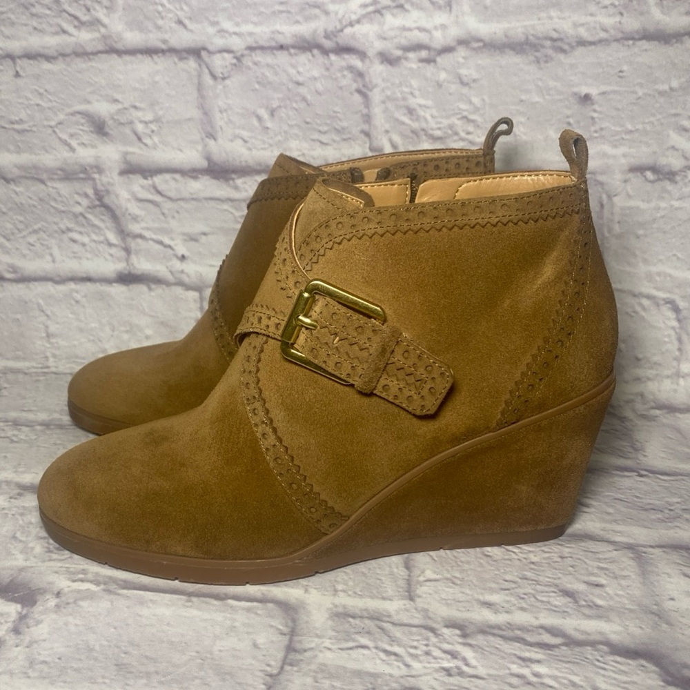 Franco Sarto Arielle Wedge Booties Desert Khaki Women’s 7.5